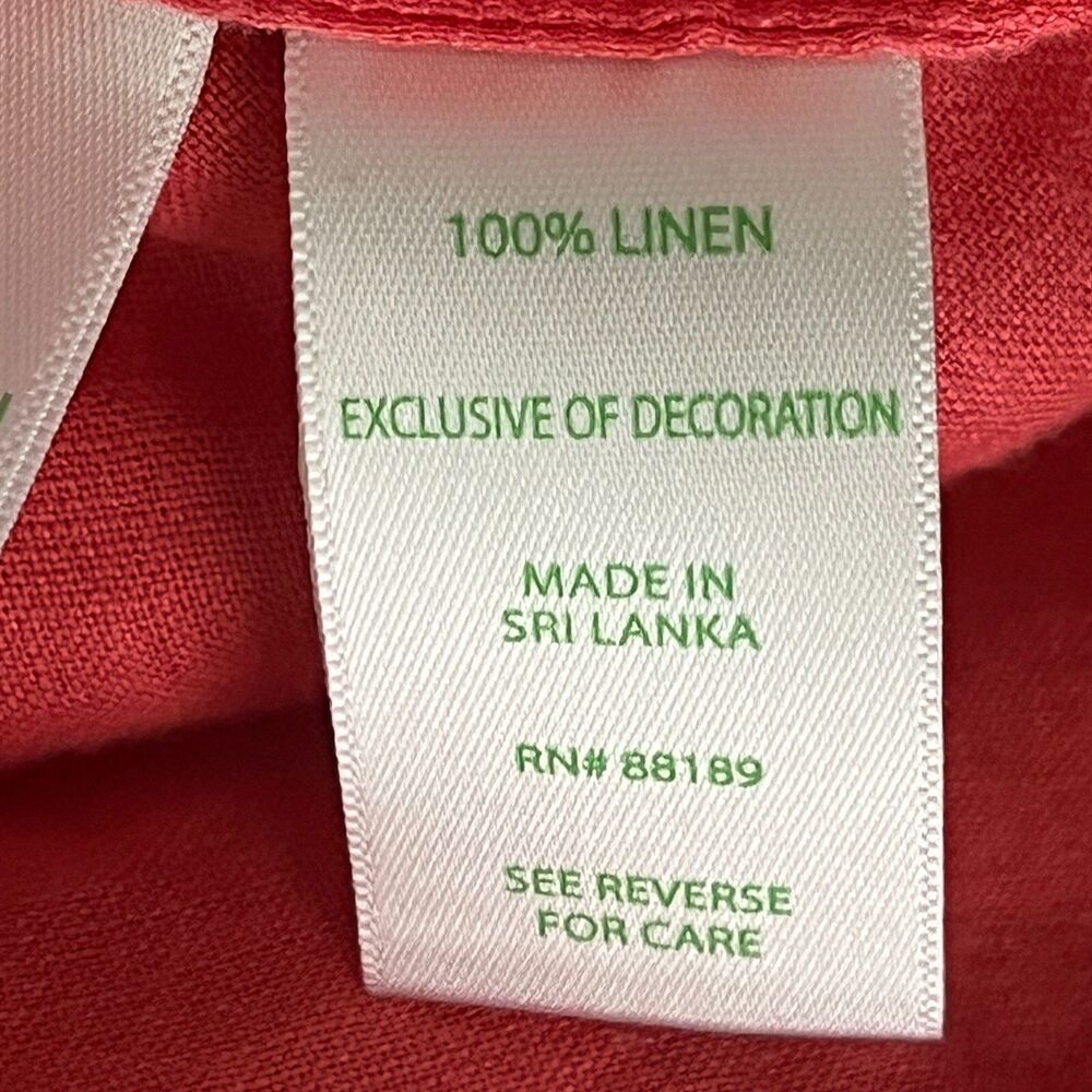Lilly Pulitzer‎ 100% Linen Button Up Shirt Coral XL Stevey Relaxed Lightweight - Picture 9 of 11